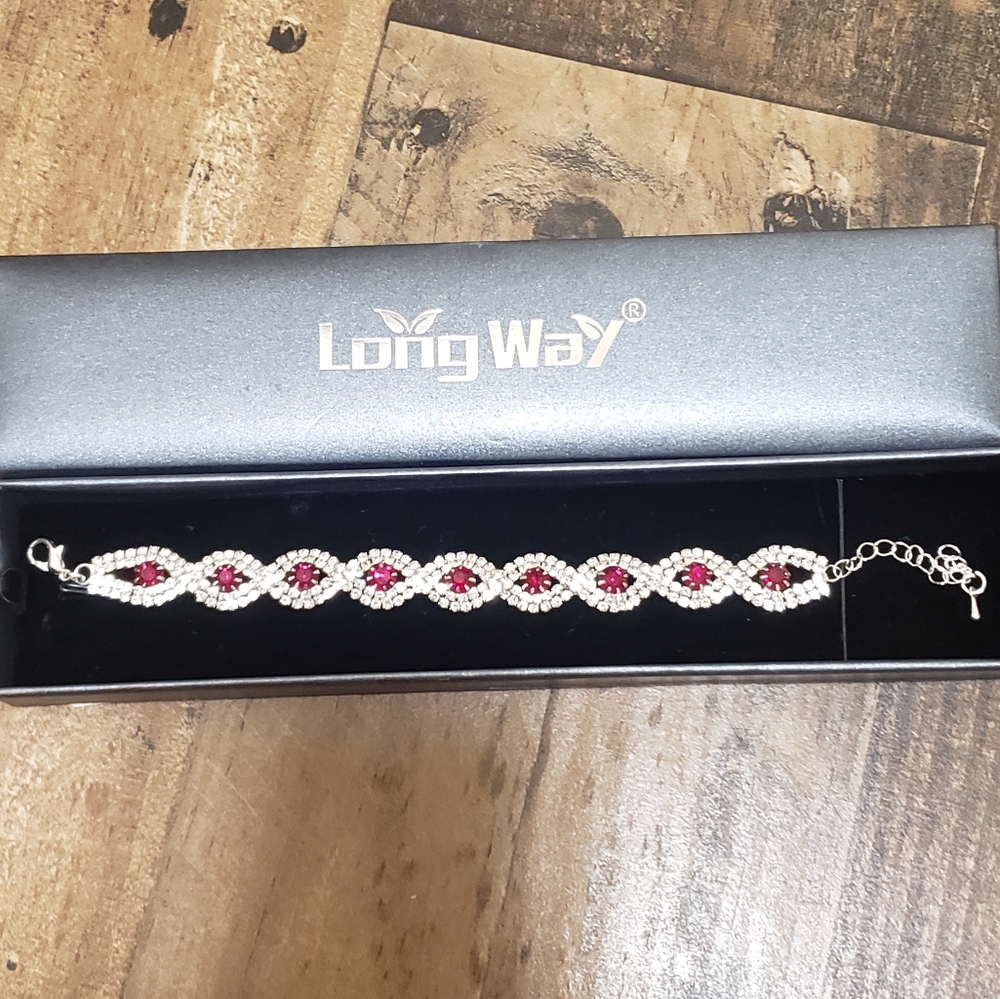 🌻Longway Formal GlassRuby SterlingSilver Bracelet